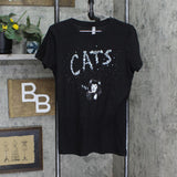The Next Level Womens Cats Graphic Front & Back Graphic T-Shirt Tee Black XL