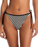 Solid & Striped Side Tie Iris Bikini Bottom Noir Black / Khaki Stripe L