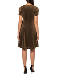 Tommy Hilfiger Womens Puff Sleeve Ruched Dress A4IK118E Bronze Brown / Black 12