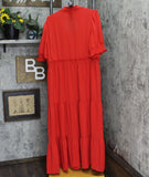 London Times Women's Plus Size Smocked Puff Sleeve Midi Dress True Red 16W