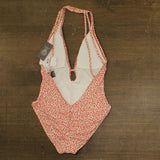 Vince Camuto Womens Plunge V-Neck One Piece Swimsuit Cinnabar Red Multi 12