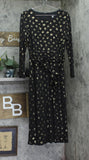 Tommy Hilfiger Fit Flare Waist Tie Printed Ruched-Waist Dress Black / Gold 14