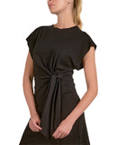 Elan Womens Side Tie Cotton Mini Dress MC-50106JC Black XL