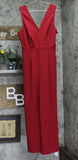Cupshe Womens Crochet Back V-Neck Sleeveless Jumpsuit Red M