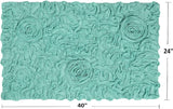 Home Weavers Bell Flower Collection 100% Cotton Tufted Bath Rug Turquoise 24"x40