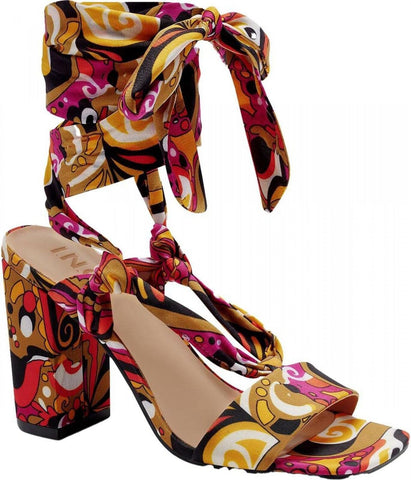 INC International Concepts Laeelia Strappy Square Toe Block Heels Shoes 5.5M