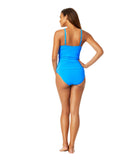 Anne Cole Surplice Twist Front Underwire Tankini Swim Top Arctic Blue 32DD / 34D