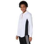 Attitudes by Renee Button Front Shirt with Color Blocking White / Black XS