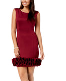 Donna Ricco Womens Ruffle-Hem Sheath Dress DR50636 Wine Red 8