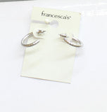Francesca's Fashion Knifecut Textured Huggie Hoop Earrings Silver Gray .75"