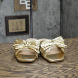 Journee Collection Serlina Foam Slide Low Block Heel Sandals Gold Yellow 8M
