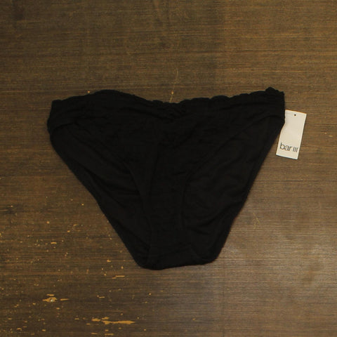 Bar III Womens Pucker up V-Waist High-Leg Bikini Bottom MBPU25561 Black XL