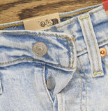 Levi's Womens Ribcage Straight Full Length Jeans Button Fly All Alone Blue 24x32