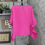 DG2 by Diane Gilman Womens Pleated Poncho Blouse 718521 Magenta Pink L