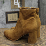 Marc Fisher Women's Dyvine Pointy Toe Block Heel Booties Tan Brown Suede 6M