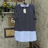 Doe & Rae Womens Mixed Media Round Neck Flutter Sleeve Dress 23467D