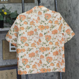 Sefr Sleeve Button Down Collar Floral Beach Camp Shirt Illusion Orange Multi S