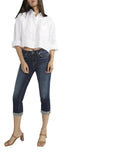 Silver Jeans Co. Mid Rise Curvy Fit Capri Jeans Luxe Stretch Indigo Blue 25x23