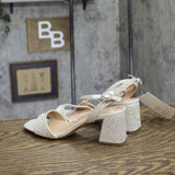 A New Day Shannon Block Heel Sandals 89469406 Silver Gray 6.5M