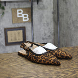 A New Day London Slingback Flats Pointed Toe Bow 94303554 Leopard Brown 6.5M