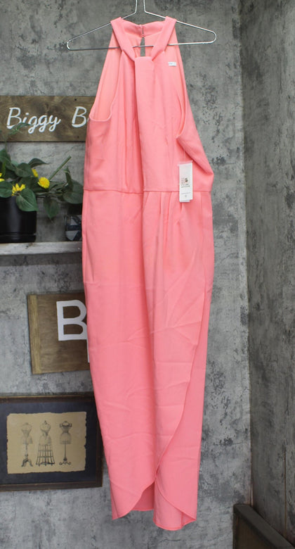 Julia Jordan Womens Knot-Neck Midi Halter Dress JJ38691 Melon Pink 14