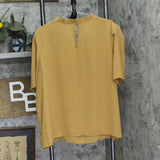 Calvin Klein Womens Plus Size Ruffle-Neck Button-Sleeve Shirt Luggage Brown 2X