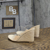 A New Day Womens Ansel Double Band Open Toe Wedge Heels 93320228 Tan Brown 6M