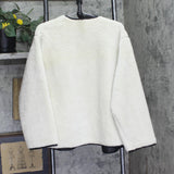 Universal Thread Shearling Button Piped Crewneck Casual Coat Cream Off White M