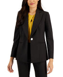 Kasper Womens Petite Zipper-Cuff Single-Button Blazer Jacket 10851190