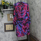 Tahari ASL Womens Printed Faux-Wrap Dress DEM643-T4 Black Cobalt 14