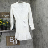BCBGMAXAZRIA Womens Cotton Eyelet Mini Dress FTK6268112 Optic White 0