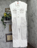 Woolrich X TGT Western Button Down Cotton Denim Jumpsuit Cream Off White 12