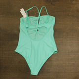 Salt + Cove Juniors Double Keyhole One-Piece Swimsuit 807149 Aqua Blue XL