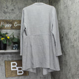 Kasper Womens Draped Open Front Jacket 10909049 Pebble GRay XL