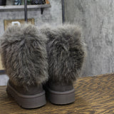 Journee Collection Shanay Womens Faux-Fur Winter Boots SHANAY Gray 10M