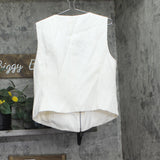 DKNY Womens Weathered Twill Zip-Up Vest P5ETTB77 Coconut Off White XL