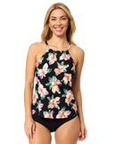Island Escape Womens Cali Underwire Tankini Swim Top R761249 Black Multi 12