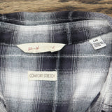 Weatherproof Vintage Womens Long-Sleeve Plaid Flannel Shirt Black Plaid L