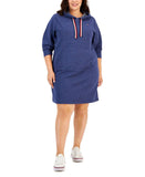 Tommy Hilfiger Womens Plus Size Ottoman Hoodie Dress W2HD0628