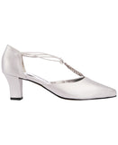 Easy Street Womens Moonlight Dress Block Heel Pump Silver Satin Gray 9W