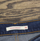 Levi's Womens Wedgie Button Fly Straight Jeans Indigo Here We Go Blue 26x28