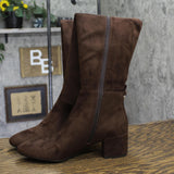 Michael Kors Braden Faux Suede Over-the-Knee Block Heel Boots Mocha Brown 6.5M