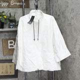 Marla Wynne Womens Canvas Drama Snap Front Jacket with Pockets Soft White 2X/3X