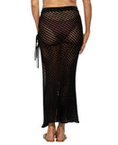 Dotti Womens Crochet Side-Tie Cover-up Maxi Skirt 85273 Black L