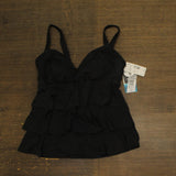 Swim Solutions Womens Black Swan Tiered-Ruffle Tankini Swim Top 806833 Black 8