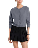 Aqua Womens 100% Cashmere Crop Button Crewneck Cardigan V10932 Medium Gray XS