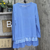 DG2 by Diane Gilman Womens Printed Peplum Top 668151 Chambray Blue L