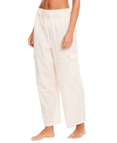 Sanctuary Womens Woven Coastal Cargo Cover Up Pants SACC24849 White Sand Pink M