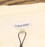Calvin Klein Womens V-Neck Short Sleeve Collared Blouse Cream Off White L