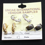 Fashion Rope Twist Crescent Huggie Hoop 3 Pack Earrings Silver Gray / Gold